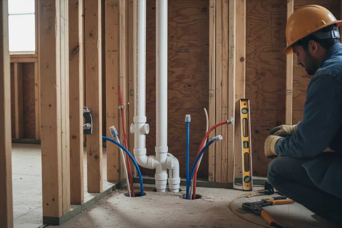Drain and supply rough-in during Garbage Disposal Repair in Fremont